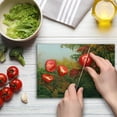 thumbnail image 4 of Garden Cutting Board, Maple Trees in the Fall at Portland Japanese Garden Foggy Morning Scenery, Decorative Tempered Glass Cutting and Serving Board, Small Size, Red Yellow Green, by Ambesonne, 4 of 5