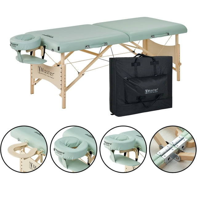 MHP Paradise Ulco S28 Table de Massage Portable (Vinyle Vert Lys avec Pattes Nature)