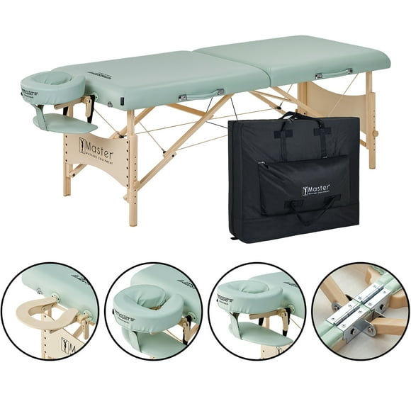 MHP Paradise Ulco S28 Portable Massage Table(Lily Green Vinyl w/ Nature legs)