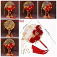 thumbnail image 2 of Chinese Wedding Retro Round Fans,Golden Alloy Dragon and Phoenix Decorated Craft Round Fan,Photography Props,Wedding Bride Group Fan 2, 2 of 8