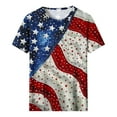 thumbnail image 4 of Clean Womens Plus Size Independence Day T-Shirts Color Block T Shirts Usa Flag Star Tunic Tops Round Neck Tee Short Sleeve Top Retro Dressy Tee Shirts American Flag Tunics Beach Holiday Clothing, 4 of 5