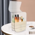 thumbnail image 4 of Rectangular Makeup White Organizer Large Makeup Organizer Cosmetics Skincare with Lid and Drawers, 4 of 15