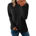 thumbnail image 1 of Top Dokotoo de manga larga para mujer, otoño 2024, talla grande, color negro, 1 of 5