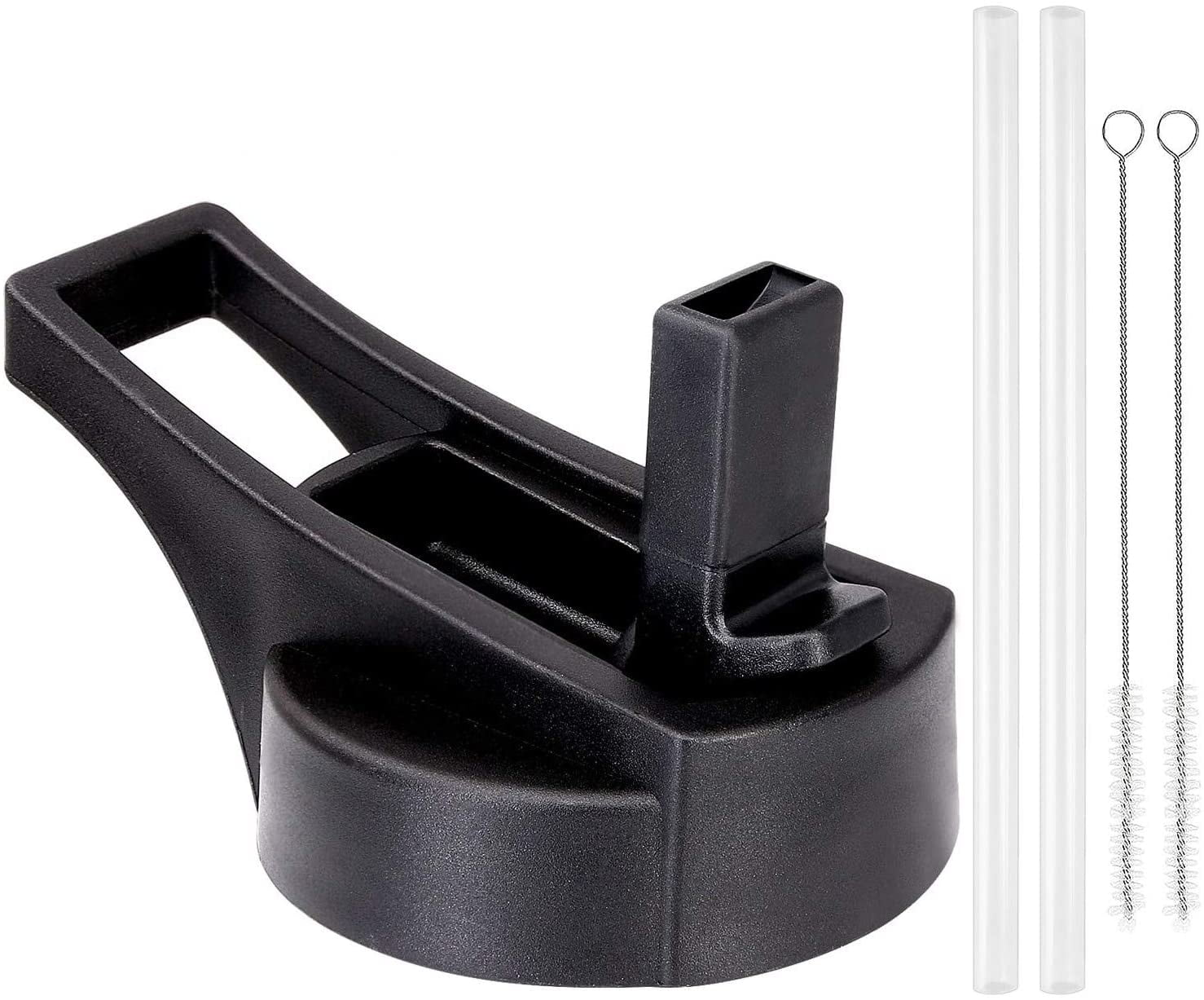 Wide Mouth Straw Lid Set Compatible with Hydro Flask Sports Water Bottle 1 Lid, 2 Straw, and 2 Cleaning Brushes Included
