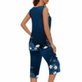 thumbnail image 5 of 2 Piece Pajamas for Women Shorts Set Summer Casual Outfits Printed Sleeveless Round Neck Lounge Sets, 5 of 5