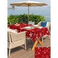 thumbnail image 4 of Outdoor Tablecloth with Umbrella Hole and Zipper, Red Snowflake Christmas Rectangle Table Cloth 60x120 Inch Waterproof Tablecloth, Xmas Snowflake Modern Art Winter Picnic Table Cover for Patio, 4 of 7