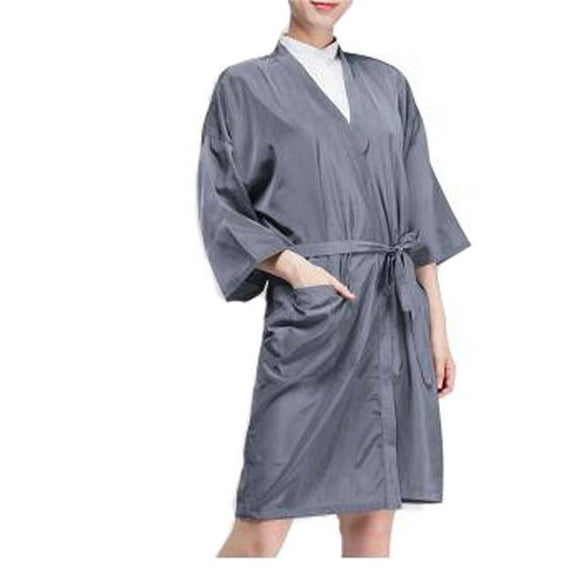 Panda Superstore  Gown Upscale Robes Beauty Salon Smock for Clients - Gray