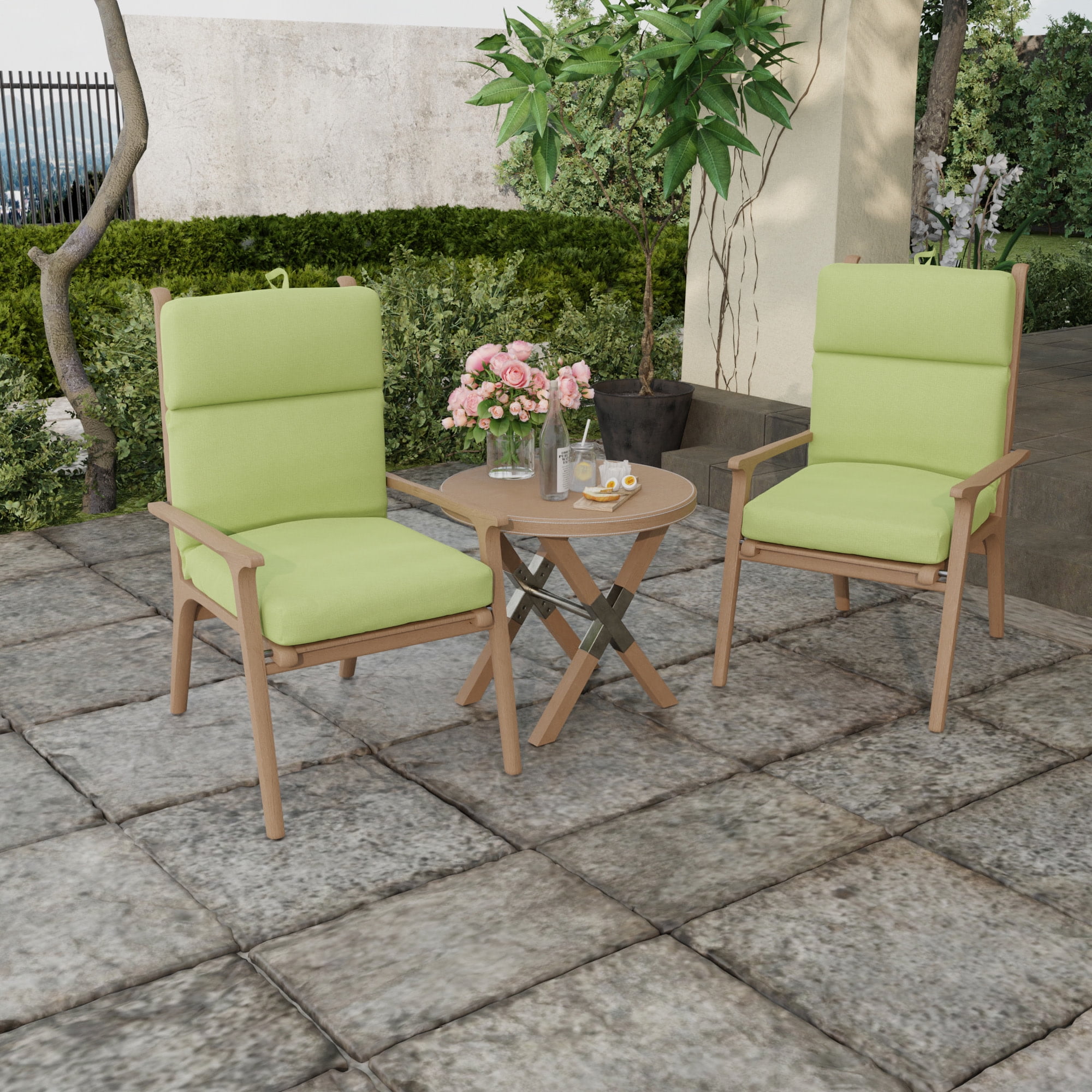 Jordan Manufacturing 44" x 22" McHusk Leaf Green Crosshatch Rectangular Outdoor Chair Cushion with Ties and Hanger Loop