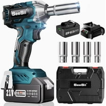 SeeSii 450N.m Cordless Impact Wrench, 3/8" 21V Brushless Powered Impact Gun with 4.0Ah Battery, Fast Charger, 4 Sockets, Variable Speeds 330Ft-Ibs Impact Driver for Car/Truck/Mower, WH450