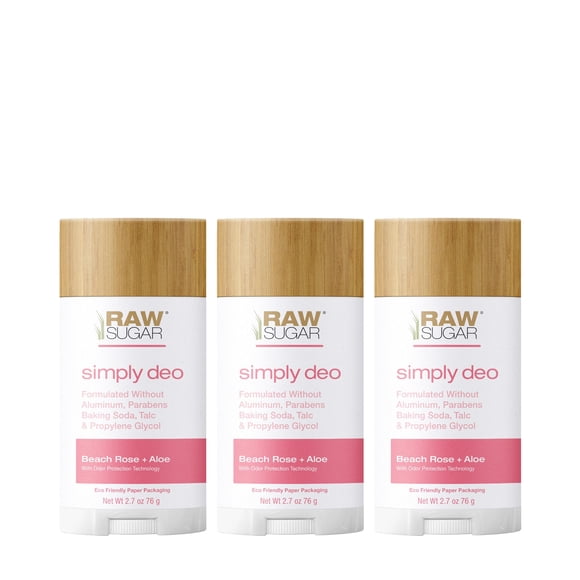 Desodorante en barra sin azúcar crudo, sin aluminio, paquete Simply Deo (paquete de 3) desodorante para todo el cuerpo para mujeres y hombres, formulado limpio sin bicarbonato de sodio, talco ni parab