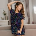 thumbnail image 3 of Kdxio Colored Hearts Pattern Womens Short Sleeve Sleepshirt Scoopneck Cute Nightdress Ruffle Comfy Nightgown, 3 of 6