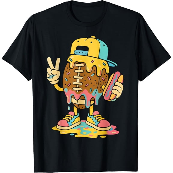 Football Drip Football Ice Cream Game Day T-Shirt