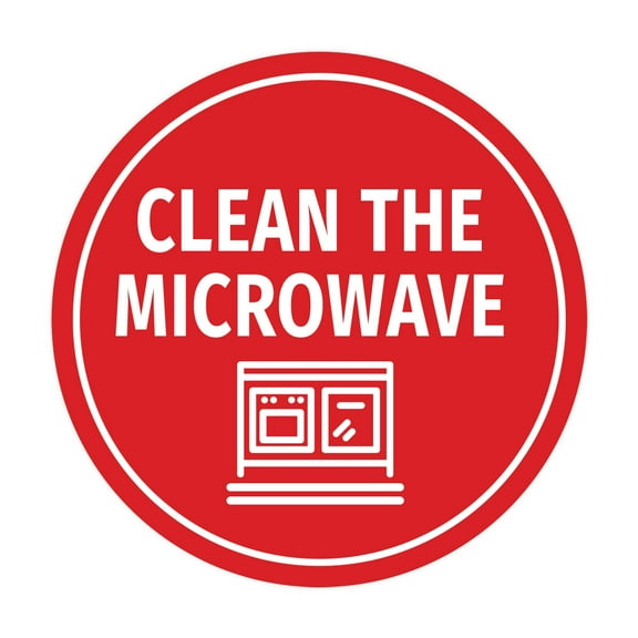 Signs ByLITA Circle Clean The Microwave Sign (Red) - Large