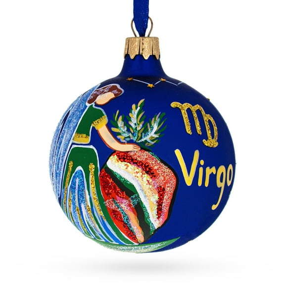 Virgo Zodiac Horoscope Sign Glass Ball Christmas Ornament 3.25 Inches
