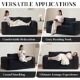 thumbnail image 6 of VEPXXP 63" Corduroy Boneless Cloud Loveseat Sofa, Memory Foam 2-Seater Couch in a Box, Rolled Arms Pillow Back No Assembly Small Sofa for Living Room, Bedroom, Apartment, Black, 6 of 9