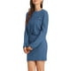 thumbnail image 4 of Conjunto Casual de 2 Piezas INSPIRE CHIC para Mujer, Chaqueta Corto de Suéter Elástico y Falda, Talla M Azul, 4 of 6