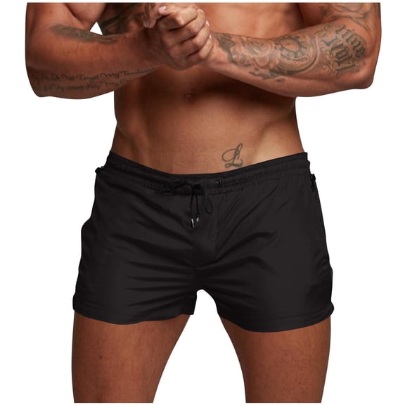 Timoontee Men Athletic Shorts Shorts Metal Zipper Functional Pockets Solid Color Durable for Hiking Camping Lightweight Black XL