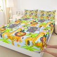 thumbnail image 3 of Homewish Lions Giraffe Elephant Queen Sheet Sets,Flamingo Coconut Tree Flat Sheet,Blue Orange Green Queen Fitted Sheet For Boys Kids,Breathable Home Decor,4 Pieces, 3 of 7