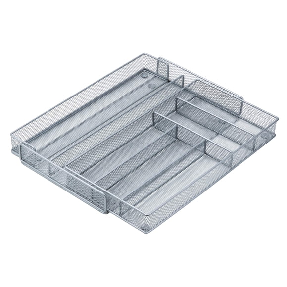 Honey-Can-Do KCH-02163 Organizador de cajones utilitarios expandible de 7 compartimentos de malla de acero plateado