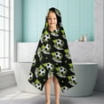 thumbnail image 6 of Black Soccer Balls with Green Elements Pattern Hooded Bath Towel，50"x30" for Ages 3 To 12 Kids, Quick Dry Lightweight Soft Microfiber Hood Beach Towel Cover Up for Kids, 6 of 7