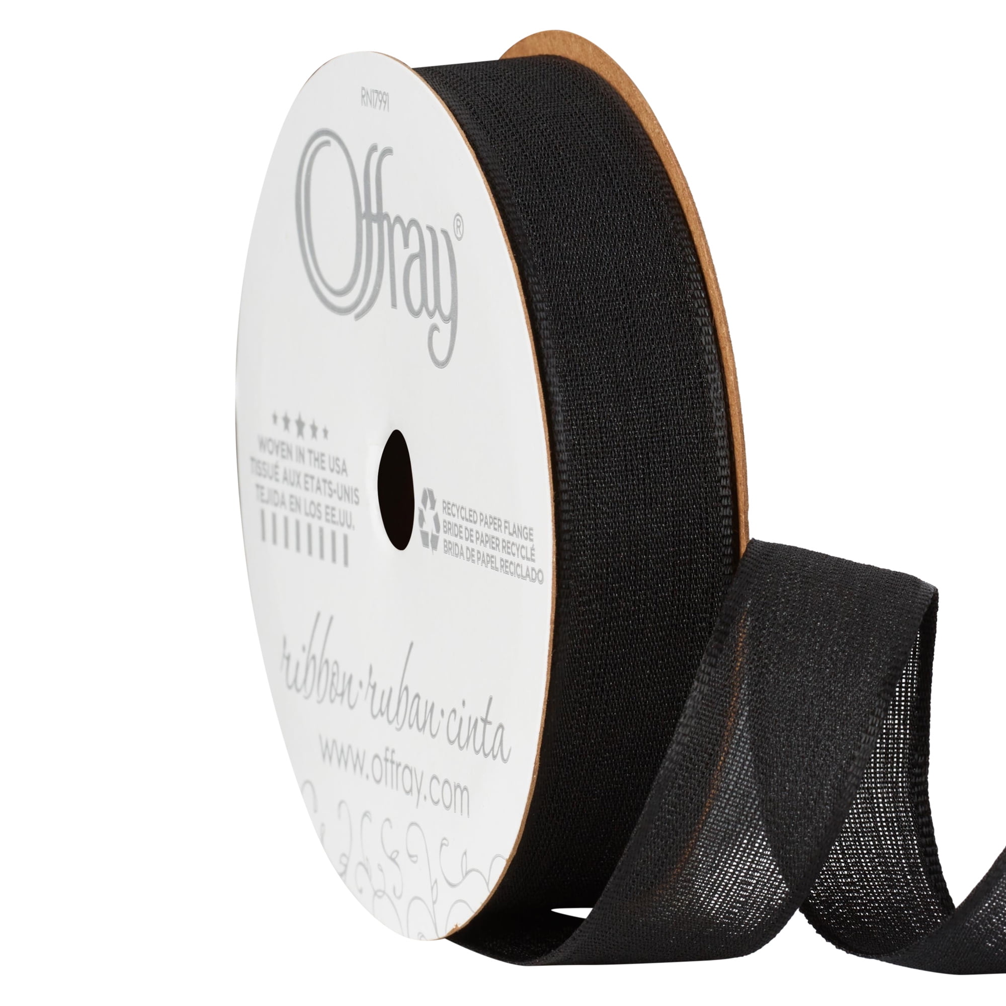 Offray Black 1/8 Dainty Satin Ribbon