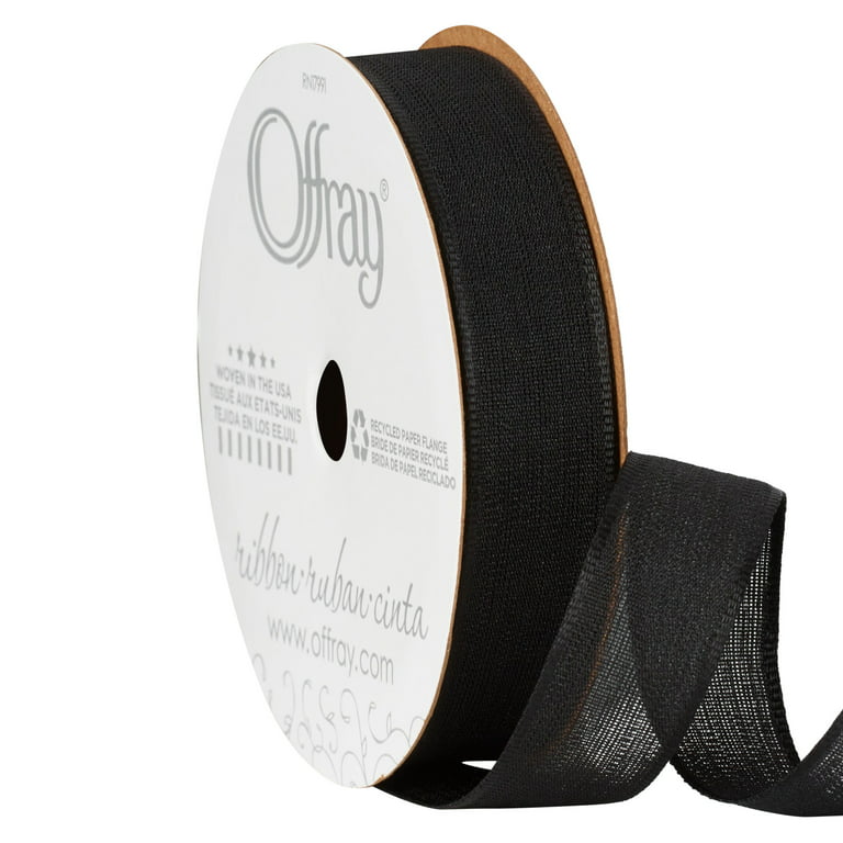 Offray Ribbon, Black 5/8 inch Woven Ribbon for Crafts, Gifting, and  Wedding, 12 feet, 1 Each