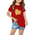 thumbnail image 2 of Maean Kids Girls Short Sleeve Shirts Heart Graphic Printed Girl Tshirt Summer Casual Tee Tops for 3-12T, 2 of 4