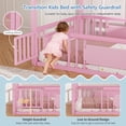 thumbnail image 6 of Twin Size Bed Frame with Montessori Storage Bookshelf, Globe String Lights, Door and High Rails, House Shaped Metal Floor Bed with Wood Slats&Side Pockets,  Modern Platform Beds, Pink, 6 of 9