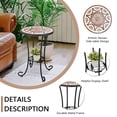 thumbnail image 5 of Round Mosaic Side Table with Storage Shelf, Outdoor End Table with Black Metal Frame, Patio Accent Table for Garden, Porch, Balcony & Living Room, 5 of 8