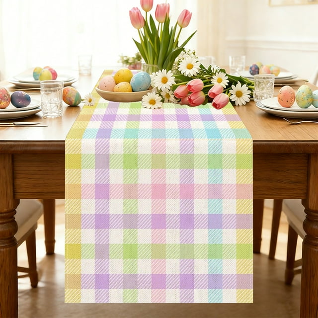Fridja Easter Decorations Outdoor Easter Table Runner Linen Tablecloth Kitchen Tablecloth Heat Insulation Placemat Party Decoration Tablecloth