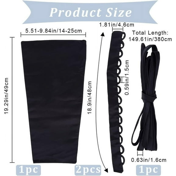 1 box 3PCS Wedding Dress Zipper Replacement Adjustable Gown Corset Kit Zipper Extender Fit Prom Dress Strap Black Satin Corset Kit Loops for Bridal Corset