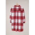 thumbnail image 2 of POGLIP Women's Red Shirt Collar Button Closure Plaid Coat, 2 of 6