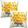 thumbnail image 3 of Spring Floral Throw Pillow Covers 16 x 16 Inches Set of 2 Farmhouse Yellow Daisy Flowers Jar Vase Cotton Linen Pillowcase for Couch Sofa Car Office Decoration, 3 of 6
