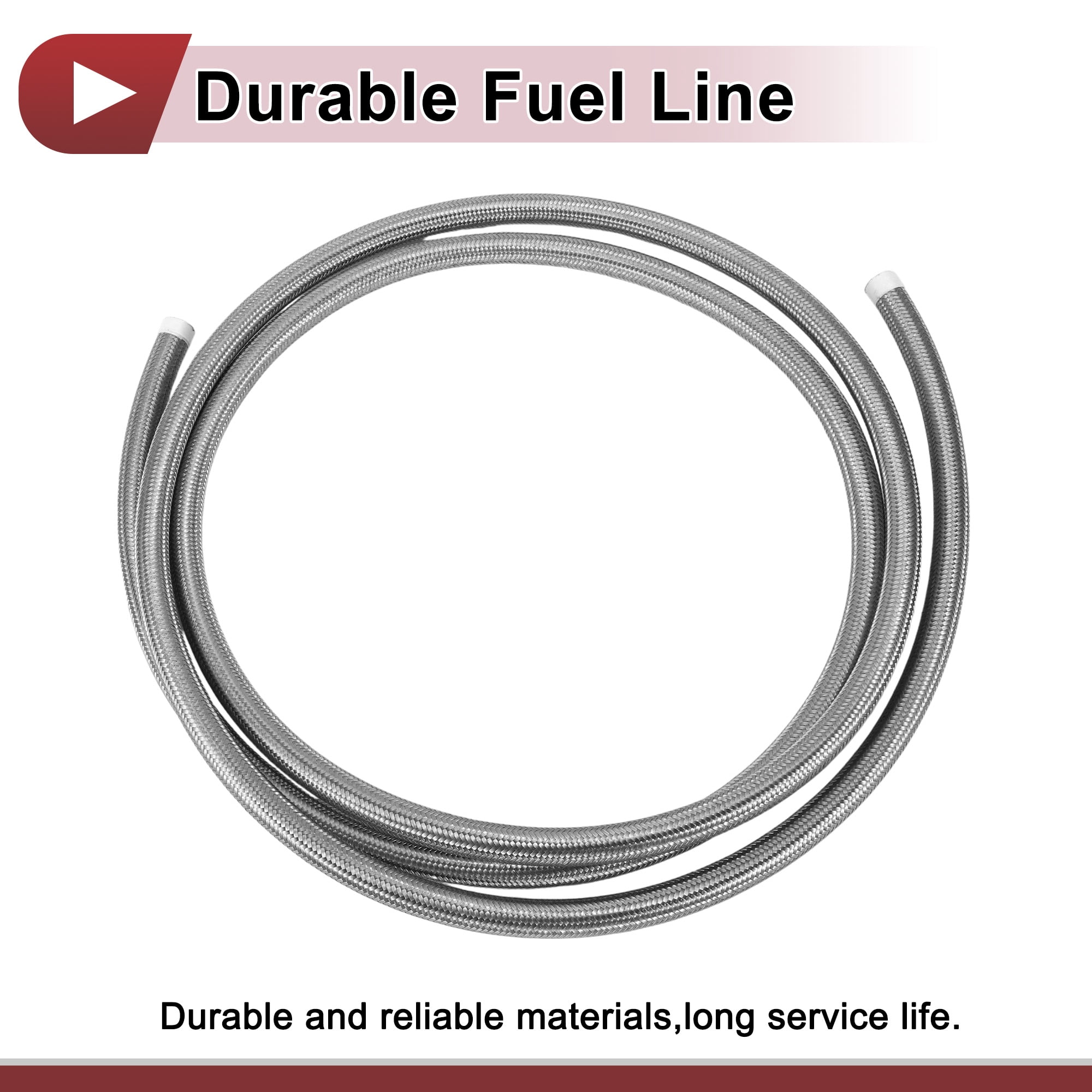 Unique Bargains AN12 Fuel Line Hose 12ft Vacuum Hose Automotive Silver