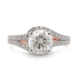 thumbnail image 2 of 1 3/4 Ct Center 7MM Round Cut Lab Created Moissanite Diamond Split Shank Swirl Halo Engagement Ring In 14k Rose Gold Over Sterling Silver(G-H Color,VVS1 Clarity,1.75 Cttw)-10, 2 of 8