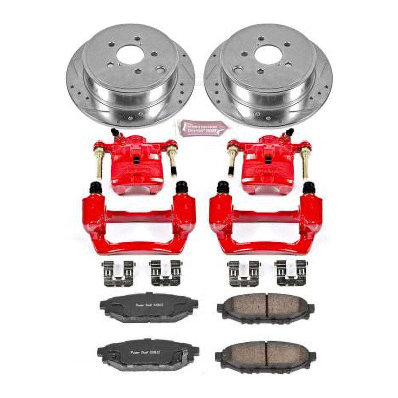 PowerStop Rear Z23 Evolution Sport Brake Pad and Rotor Kit with Red Powder Coated Calipers Fits: SUBARU Select Models KC4631