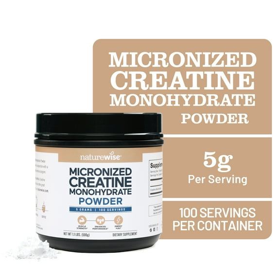 NatureWise Micronized Creatine Monohydrate Powder 5000mg - 100 Servings