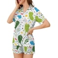 thumbnail image 3 of HPINK-T Women Pajamas Sets Short Sleeve Sleepwear, Soft Satin Button Down Lounge Wear Set 2 Piece Pjs Shorts Set XS-2XL, 3 of 12
