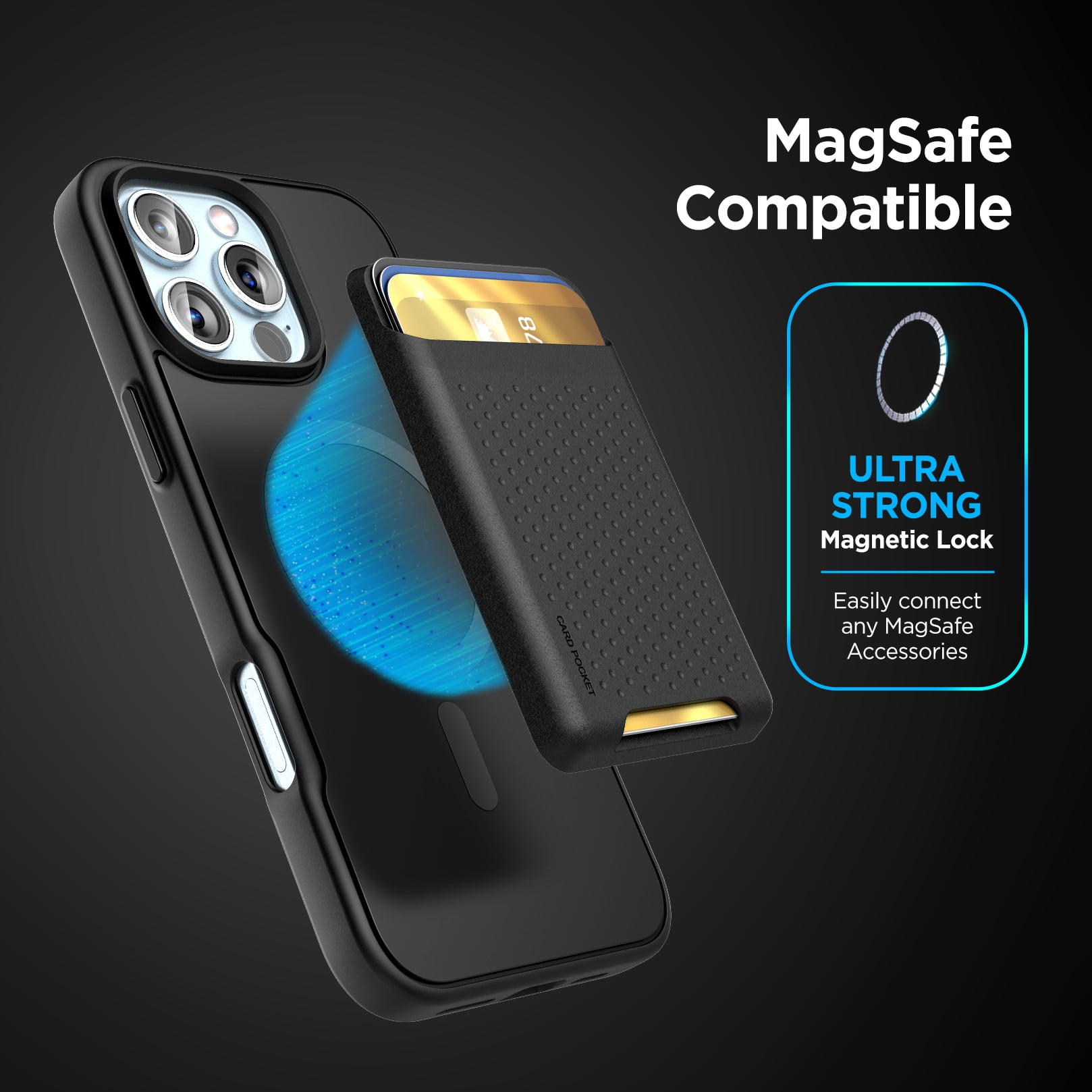 Encased Holster Case for iPhone 16 Pro Belt Clip (Compatible with MagSafe) Matte Black