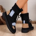 thumbnail image 6 of AUNVITO Women's Winter Short Boots Splicing Knit Lace-Up Slip-Resistant Casual Outdoor Fashion Ankle Boots Gray Black Beige Options, 6 of 7