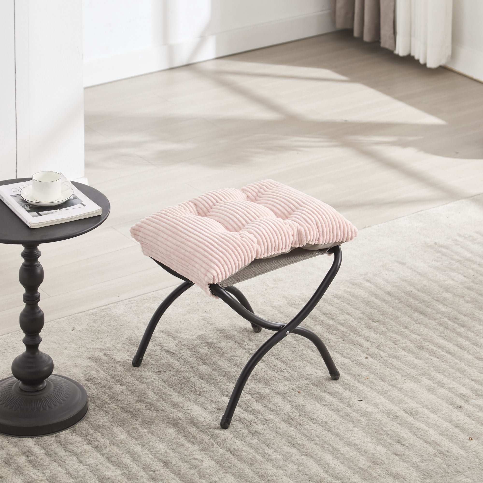 Lazy Chair with Ottoman,Modern Accent Chair with Armrests and a Side Pocket,Upholstered Armchair Sofa Chair Reading Chair with Footrest for Living Room,Pink