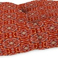 thumbnail image 5 of Jordan Manufacturing 46" x 19" Broadway Ruby Red Medallion Rectangular Tufted Outdoor Wicker Settee Bench Cushion, 5 of 8