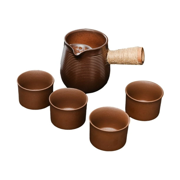 Tetera de cerámica con taza de té, tetera de granja, tetera de porcelana para con 4 tazas