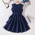 thumbnail image 6 of BLTIBY Tween Girls Elegant Dresses Kids Summer Ruffle Sleeveless Dress with Belt Blue 11-12 Years, 6 of 9