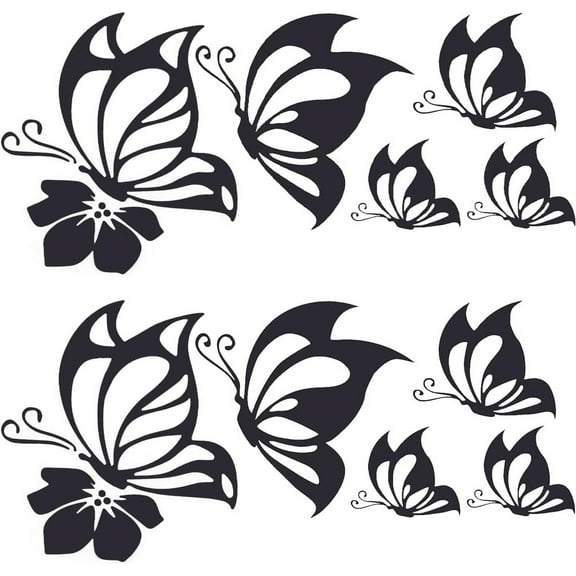 4 Sheet Butterfly Car Decal Set Large Car Decals Butterflies Kissing Hibiscus Reflective Decals Vinyl Waterproof Sticker Women Car Stickers for Auto Truck SUV Wall Art Laptop White Black