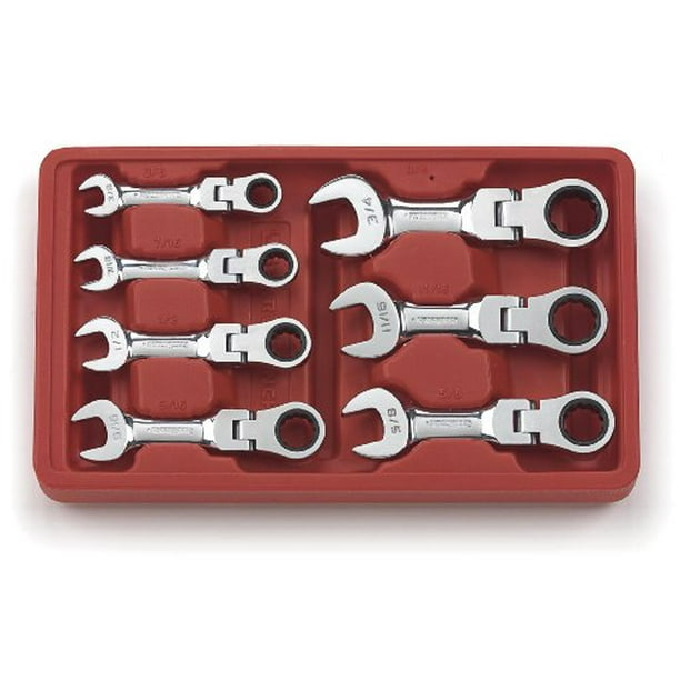 GEARWRENCH 7 Pc. 12 Point Stubby Flex Head Ratcheting Combination