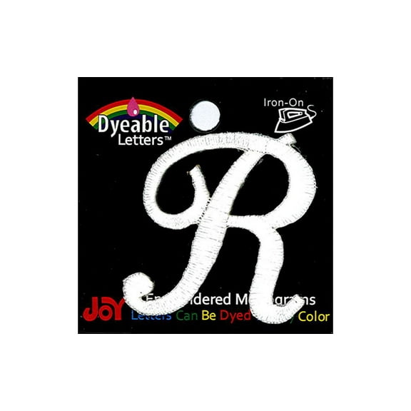 Joy Applique Letter Iron On Script Dye 1.5" Wht R