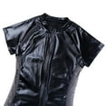 thumbnail image 6 of Mens Wet Look Patent Leather Pouch Zip Short Jumpsuit Bodysuit Clubwear Leotard, 6 of 11