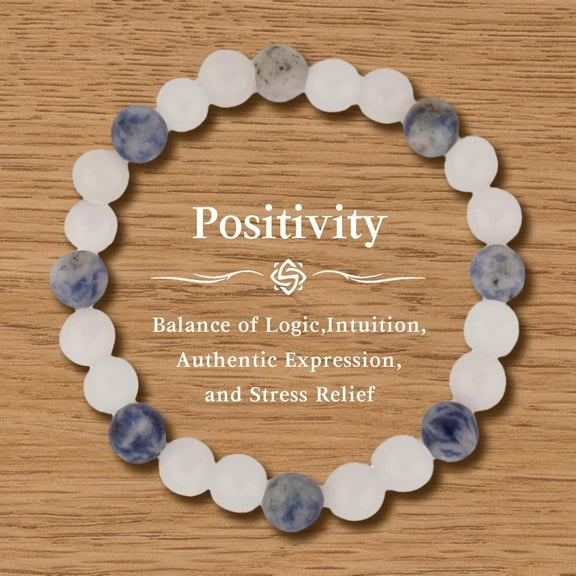 Natural Stone Beaded Bracelet for Women and Men, Handmade Blue White Patterned Gemstone Adjustable String Boho Chic Healing Energy Jewelry Gift