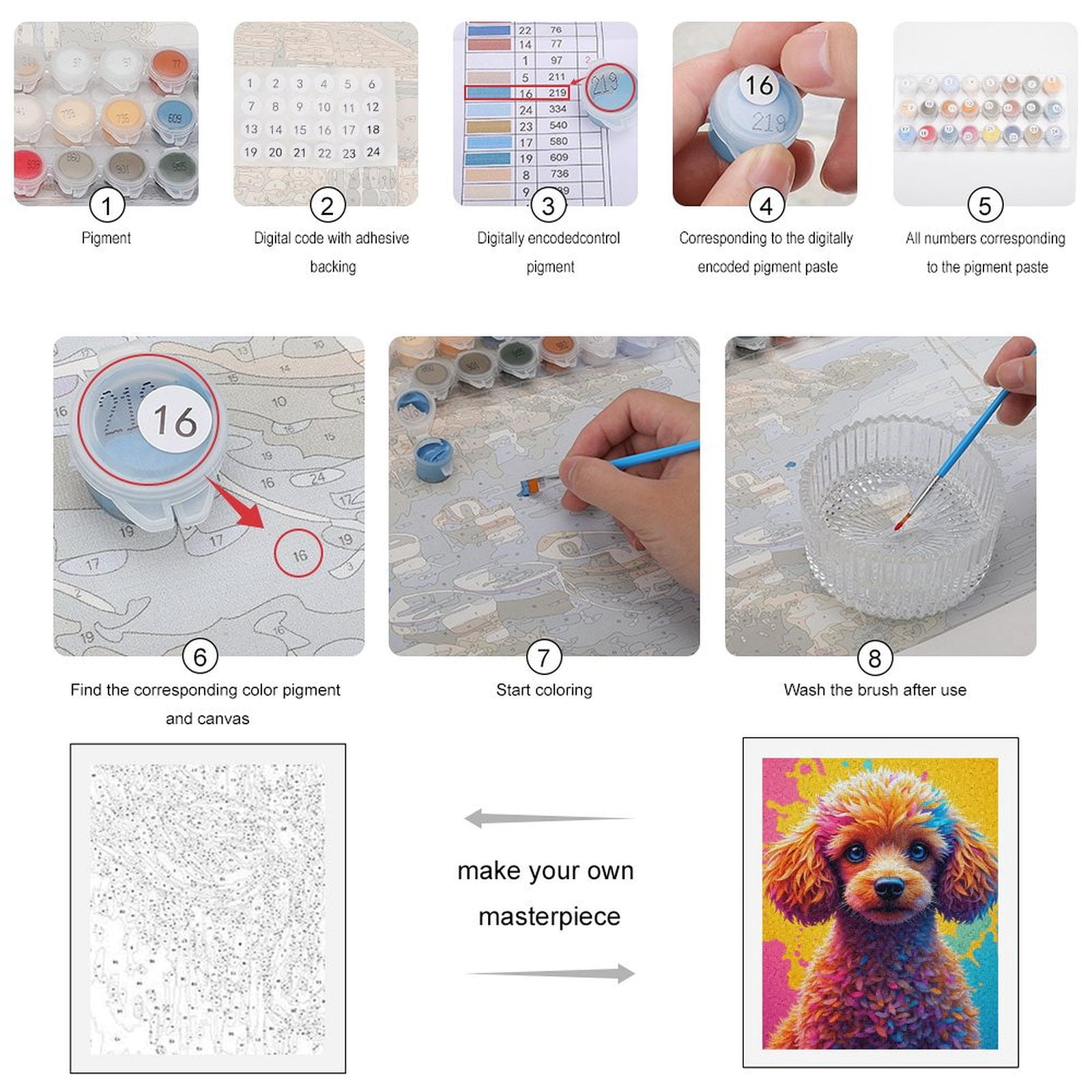 Paint By Numbers Kit for Adults Beginner - DIY Colorful Dog Vibrant Art Design Canvas Painting Kits for Adults, Frameless Paint By Number for Adults for Home Wall Decor 16x20 Inch